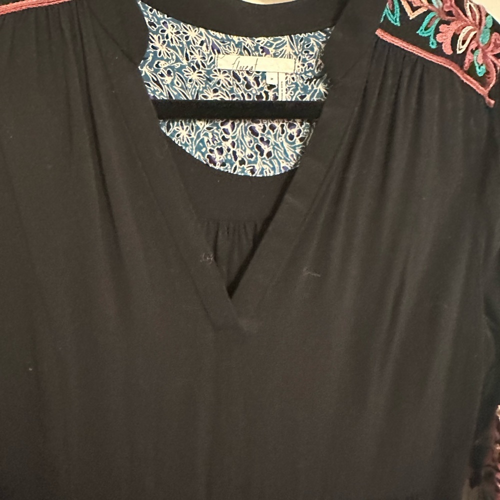 Floreat (Anthropologie) Black Dress with Colorful Embroidery - Picture 5 of 9
